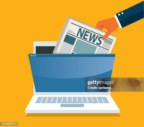 news - laptop - journalism stock illustrations