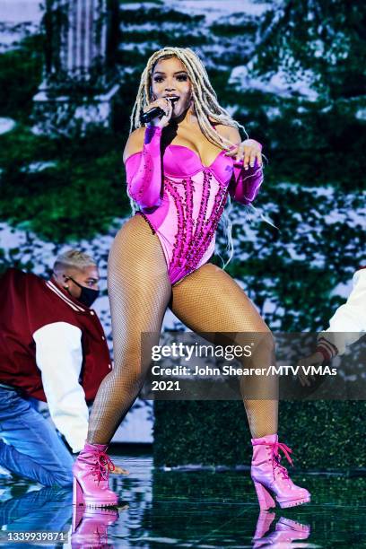 Chloe Bailey performs onstage during the 2021 MTV Video Music Awards at Barclays Center on September 12, 2021 in the Brooklyn borough of New York...