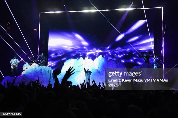 Justin Bieber performs onstage during the 2021 MTV Video Music Awards at Barclays Center on September 12, 2021 in the Brooklyn borough of New York...