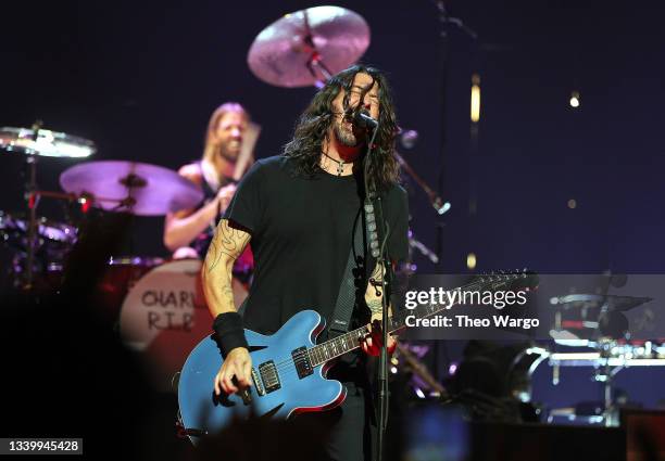 Dave Grohl of honorees Foo Fighters performs onstage during the 2021 MTV Video Music Awards at Barclays Center on September 12, 2021 in the Brooklyn...