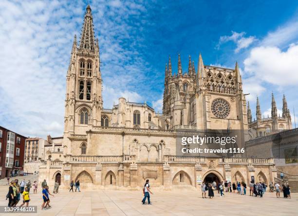 burgos, spain cathedral at night - burgos stock pictures, royalty-free photos & images