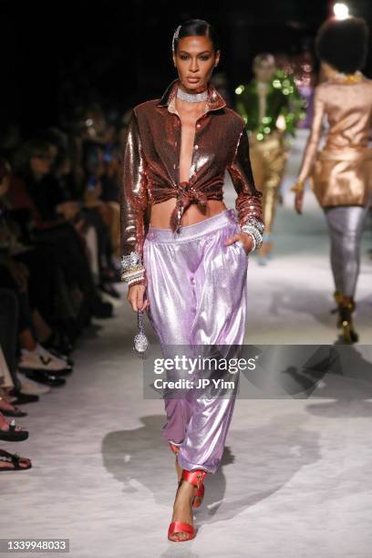 Joan Smalls walks the runway for Tom Ford SS22 during NYFW: The Shows at David H. Koch Theater, Lincoln Center on September 12, 2021 in New York City.