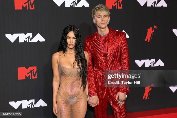 Megan Fox and Machine Gun Kelly attend the 2021 MTV Video Music Awards at Barclays Center on September 12, 2021 in the Brooklyn borough of New York...