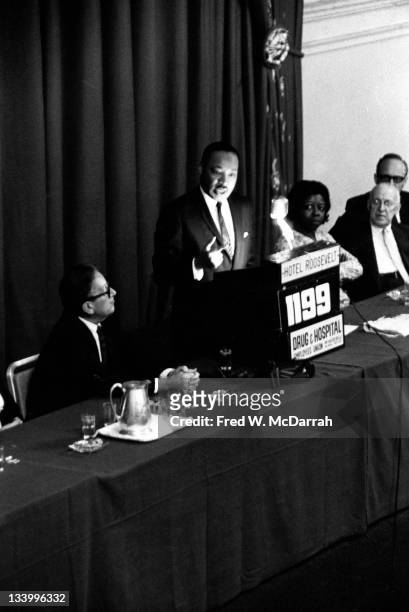 American Civil Rights leader Reverend Martin Luther King Jr. Speaks to the Drug, Hospital, and Health Care Employees Union-District 1199 at the...