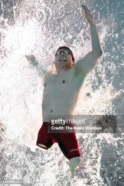 Takayuki Suzuki of Team Japan competes in the Swimming Men's 100m Freestyle - S4 Final on day 2 of the Tokyo 2020 Paralympic Games at the Tokyo...