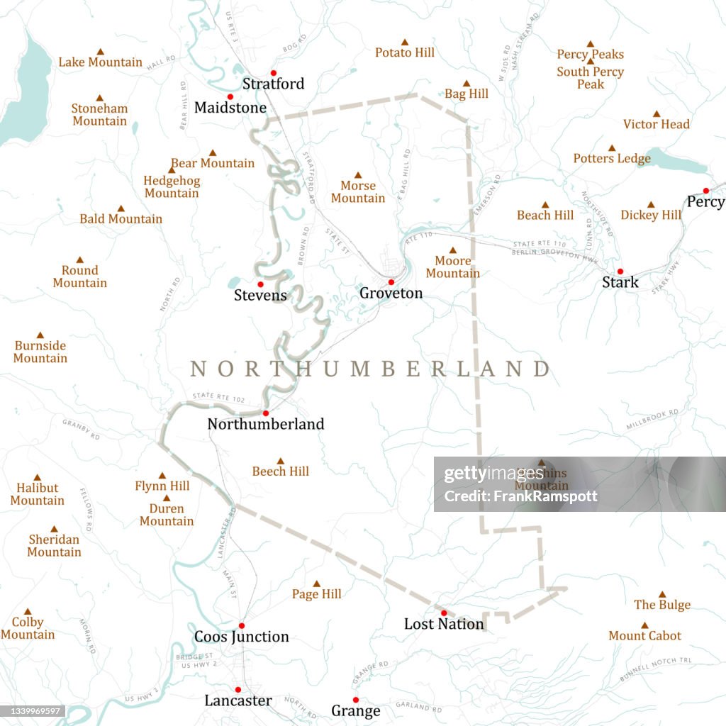 NH Coos Northumberland Vector Road Map