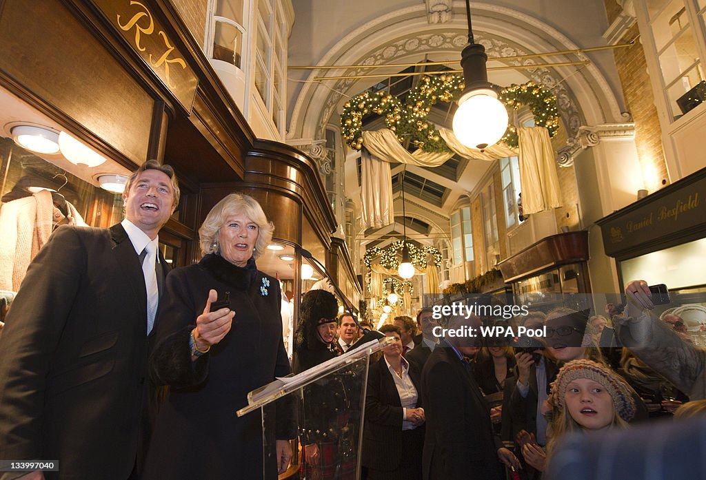 Camilla Switches On Burlington Arcade Christmas Lights