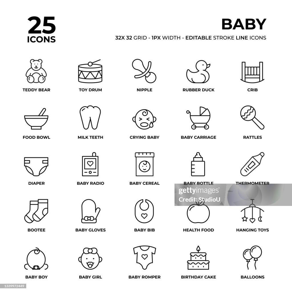 Baby Line Icon Set