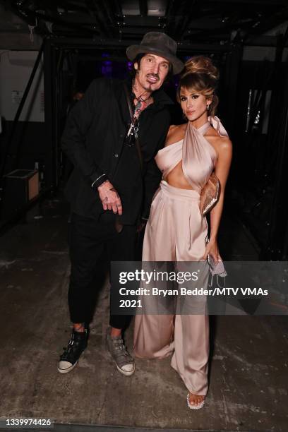 Tommy Lee and Brittany Furlan attend the 2021 MTV Video Music Awards at Barclays Center on September 12, 2021 in the Brooklyn borough of New York...