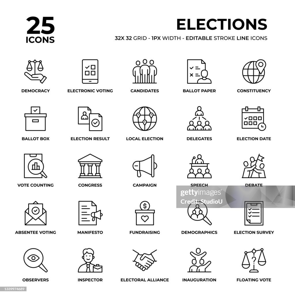 Conjunto de iconos de línea de elecciones