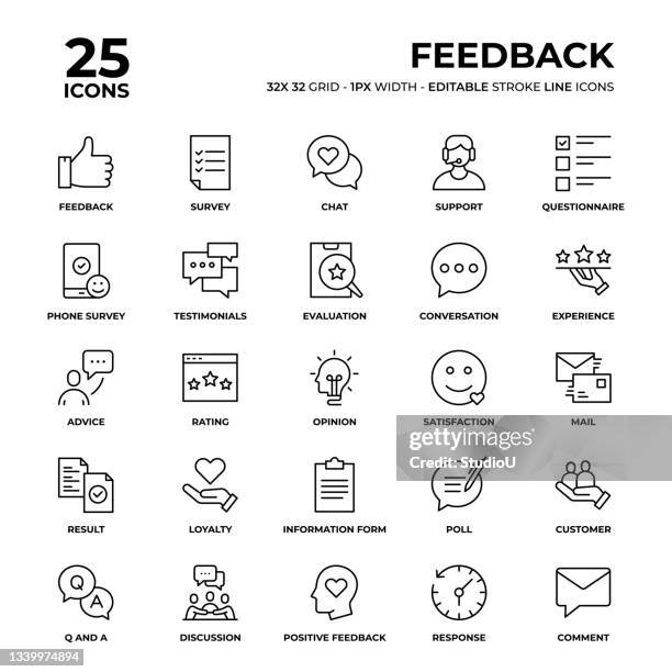 feedback line icon set - customer support icon 幅插畫檔、美工圖案、卡通及圖標