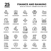 Finance And Banking Line Icon Set