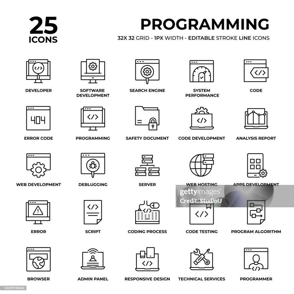 Programming Line Icon Set