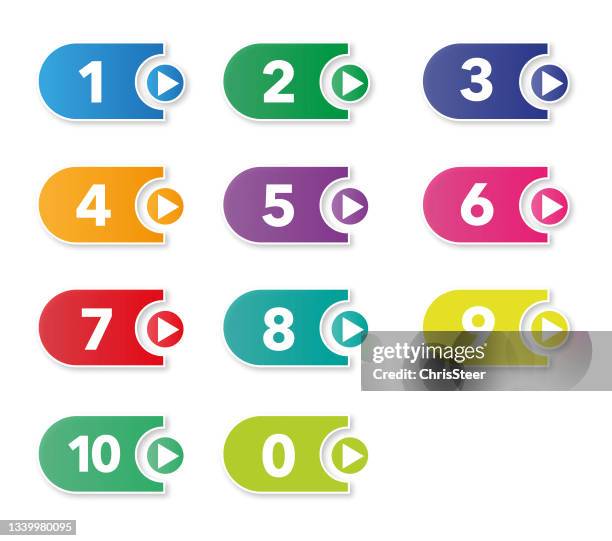 number icons - 9 steps stock illustrations