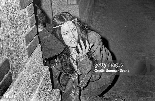 During an anti-war demonstration in Harvard Square, a female protestor screams as the state troopers charge the crowd, Cambridge, Massachussetts,...