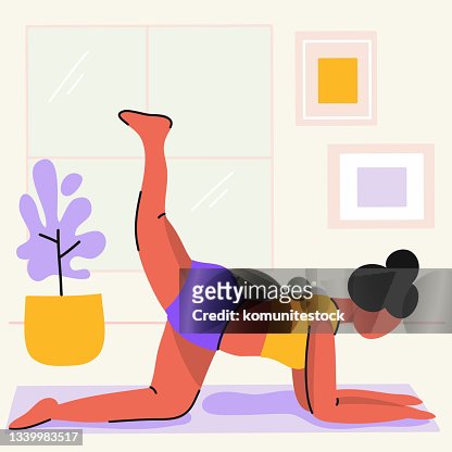 Young Girl Doing Pilates Cartoon Style Vector Illustration High-Res Vector  Graphic - Getty Images