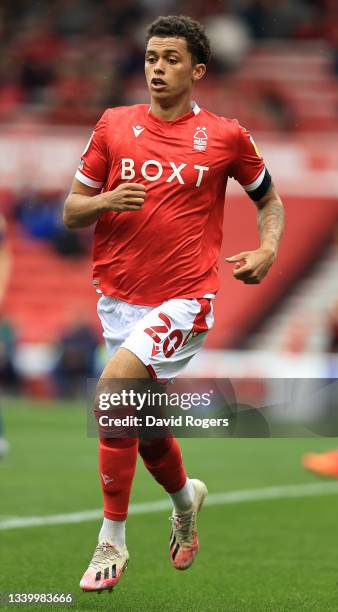 Brennan Johnson of Nottingham Forest looks on during the Sky Bet Championship match between Nottingham Forest and Cardiff City at City Ground on...