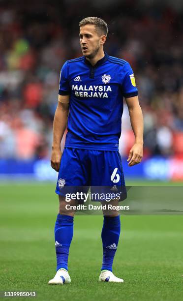 Will Vaulks of Cardiff City looks on during the Sky Bet Championship match between Nottingham Forest and Cardiff City at City Ground on September 12,...