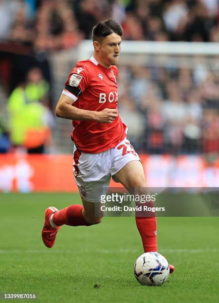 Joe Lolley of Nottingham Forest runs with the ball during the Sky Bet Championship match between Nottingham Forest and Cardiff City at City Ground on...