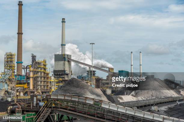 steel and coal. industrial area in the early morning - blast furnace stock pictures, royalty-free photos & images
