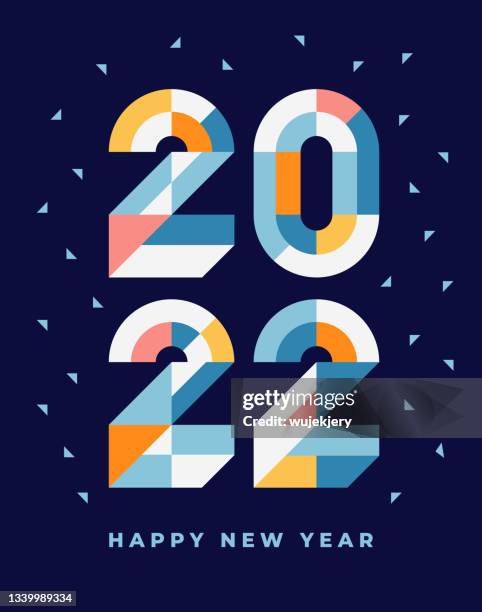 stockillustraties, clipart, cartoons en iconen met modern, geometric, new year card 2022 - new year card