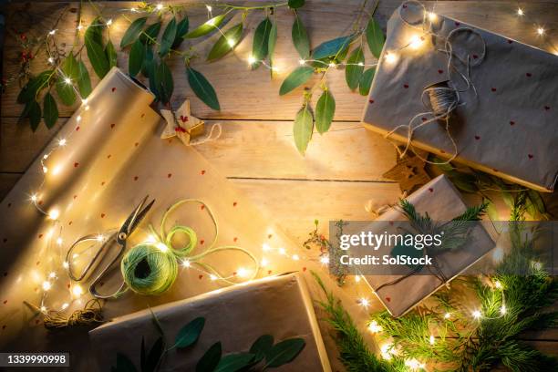 glowing gifts - recycled material stock pictures, royalty-free photos & images