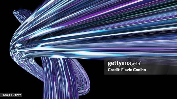 blue and purple shiny twisted light trails background - ねじれた ストックフォトと画像