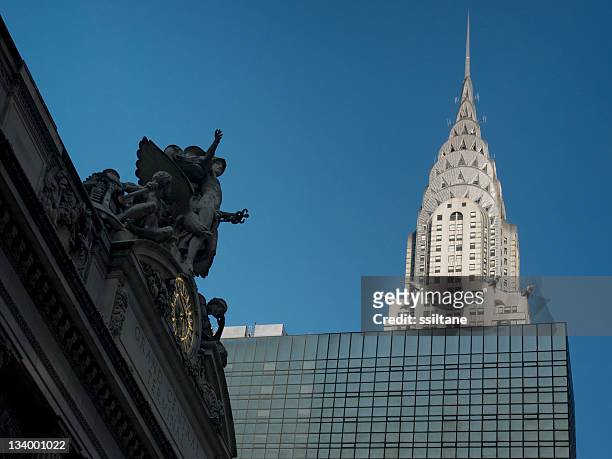 chrysler building new york city - grand central station manhattan stock pictures, royalty-free photos & images