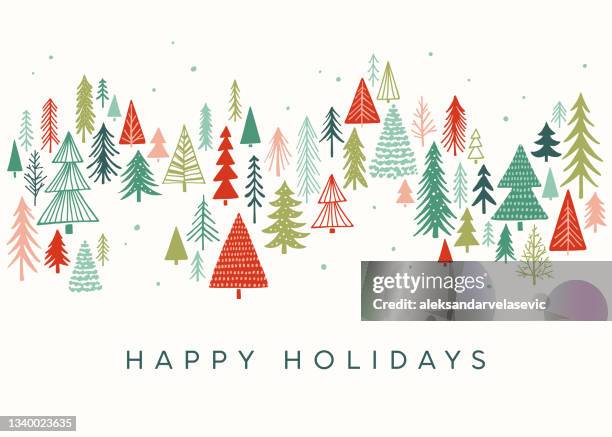 christmas background with trees - nature winter landscape stock illustrations