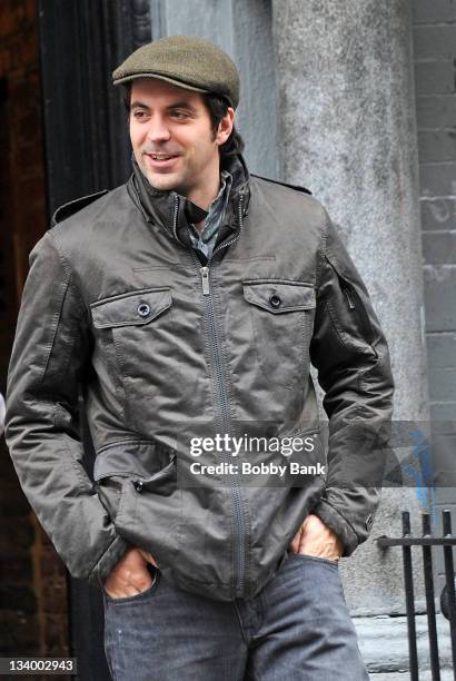 Rhys Coiro filming on location for "A Gifted Man" on November 23, 2011 in New York City.