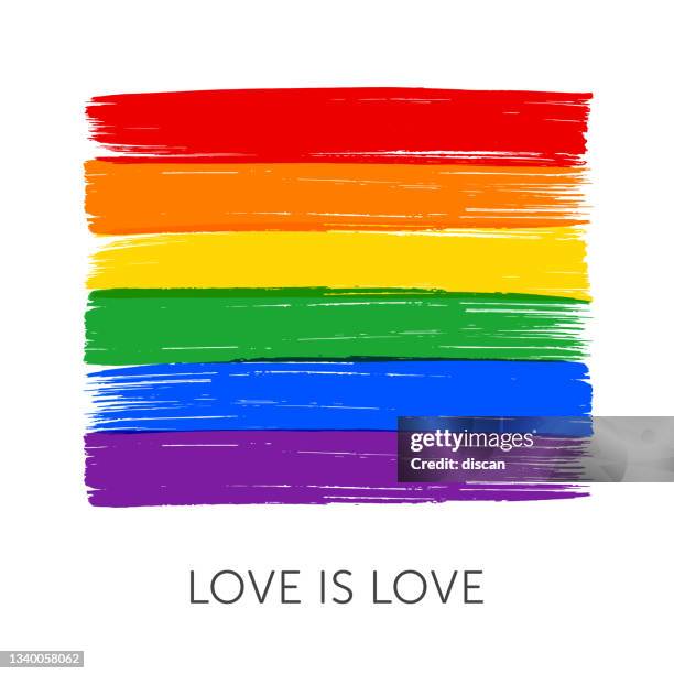 stockillustraties, clipart, cartoons en iconen met love is love text, quote. lgbt rainbow texture. - trots