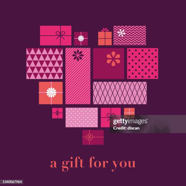 holidays background with love hearts and gift boxes. - tied bow stock illustrations