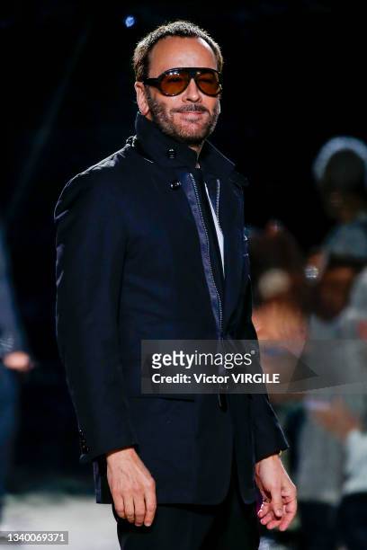 Fashion designer Tom Ford walks the runway during the Tom Ford Ready to Wear Spring/Summer 2022 fashion show as part of the New York Fashion Week on...