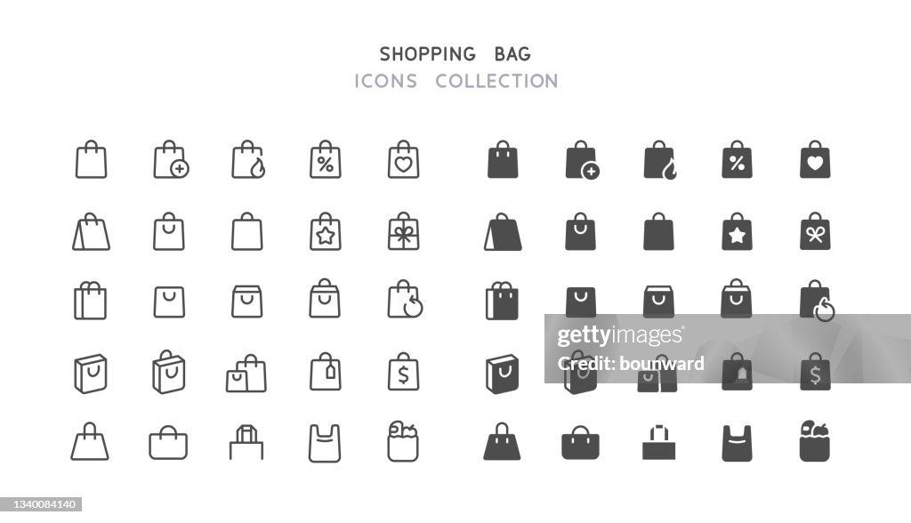 Line & Flat Shopping Bag Icons