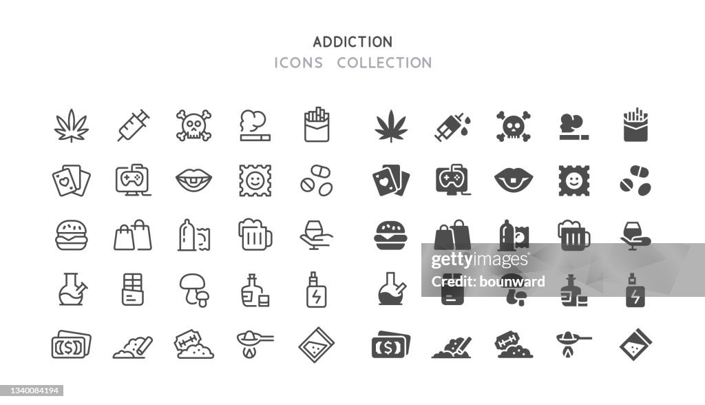 Line & Flat Addiction Icons