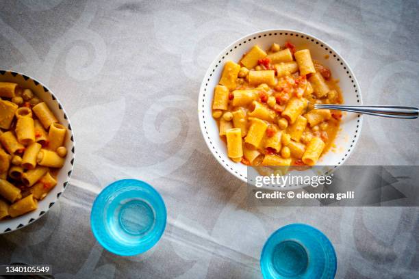 pasta with chickpeas - chickpea stock pictures, royalty-free photos & images