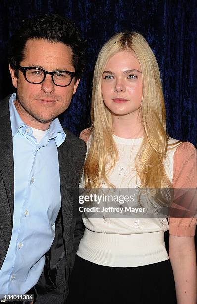 Abrams and Elle Fanning arrive to Paramount Pictures' 'Super 8' Blu-ray and DVD release party at AMPAS Samuel Goldwyn Theater on November 22, 2011 in...