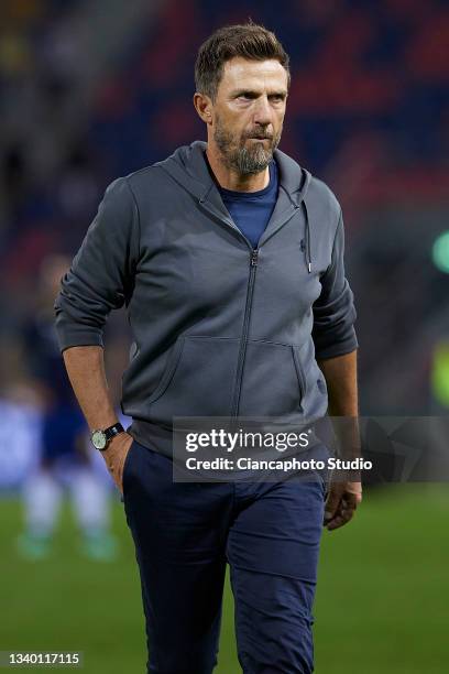 Eusebio Di Francesco, Manager of Hellas Verona FC looks on during the Serie A match between Bologna FC and Hellas Verona FC at Stadio Renato Dall'Ara...