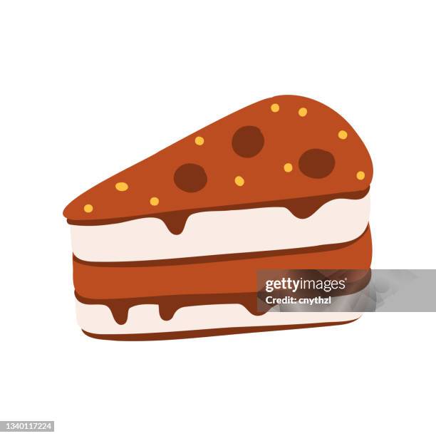 stockillustraties, clipart, cartoons en iconen met slice of cake cartoon style icon. colorful symbol vector illustration - making a cake