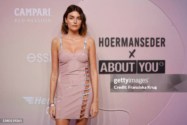 Celine Bethmann attends the Hoermanseder X ABOUT YOU show during the ABOUT YOU Fashion Week Autumn/Winter 21 at Kraftwerk on September 13, 2021 in...