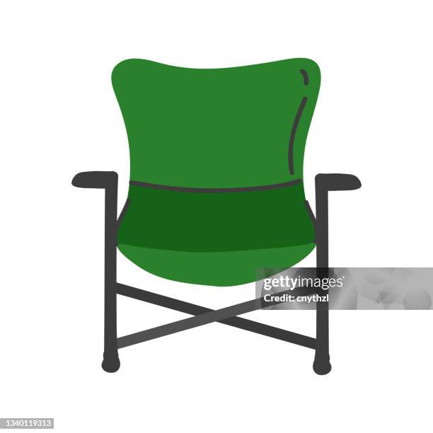 camping hocker cartoon stil icon. bunte symbol vektor illustration - wander logo stock-grafiken, -clipart, -cartoons und -symbole