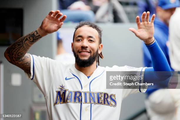 Crawford reacts after a home run by Mitch Haniger of the Seattle Mariners during the game against the Arizona Diamondbacks at T-Mobile Park on...