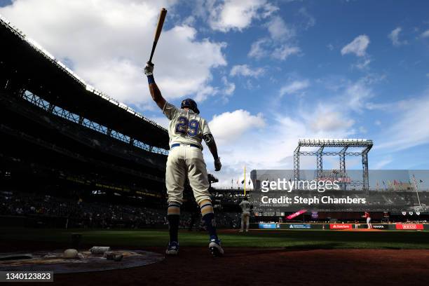 Cal Raleigh of the Seattle Mariners stands on deck during the game against the Arizona Diamondbacks at T-Mobile Park on September 12, 2021 in...