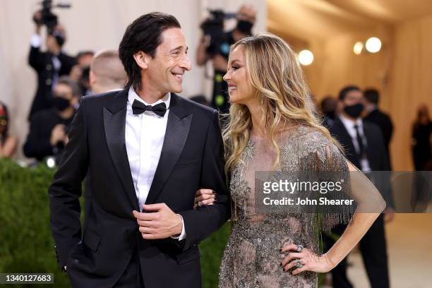 Adrien Brody and Georgina Chapman attend The 2021 Met Gala Celebrating In America: A Lexicon Of Fashion at Metropolitan Museum of Art on September...
