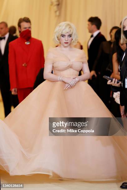 Billie Eilish attends The 2021 Met Gala Celebrating In America: A Lexicon Of Fashion at Metropolitan Museum of Art on September 13, 2021 in New York...