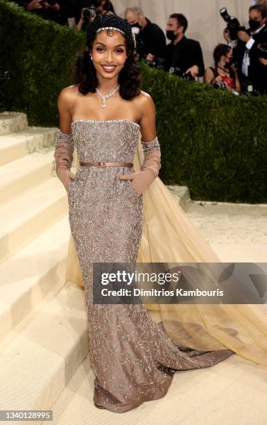 Yara Shahidi attends The 2021 Met Gala Celebrating In America: A Lexicon Of Fashion at Metropolitan Museum of Art on September 13, 2021 in New York...