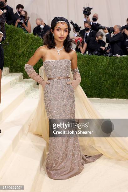 Yara Shahidi attends The 2021 Met Gala Celebrating In America: A Lexicon Of Fashion at Metropolitan Museum of Art on September 13, 2021 in New York...
