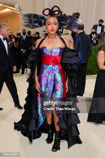 Co-chair Naomi Osaka attends The 2021 Met Gala Celebrating In America: A Lexicon Of Fashion at Metropolitan Museum of Art on September 13, 2021 in...