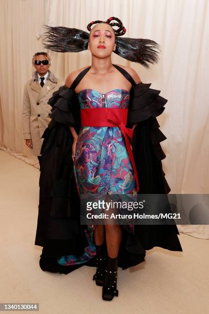 Co-chair Naomi Osaka attends The 2021 Met Gala Celebrating In America: A Lexicon Of Fashion at Metropolitan Museum of Art on September 13, 2021 in...