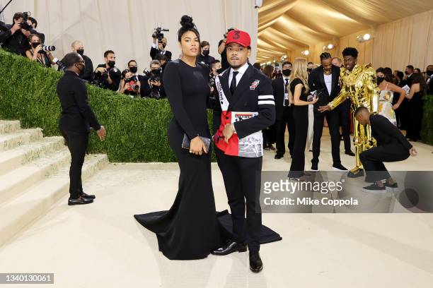 Kirsten Corley and Chance the Rapper attend The 2021 Met Gala Celebrating In America: A Lexicon Of Fashion at Metropolitan Museum of Art on September...